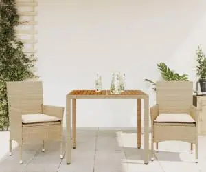 vidaXL Set mobilier grădină cu perne 3 piese bej poliratan/lemn acacia
