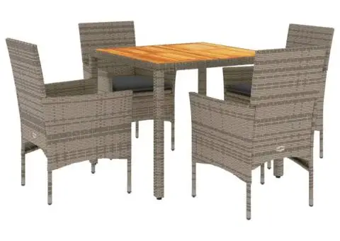 Set mobilier grădină cu perne 5 piese gri poliratan/lemn acacia - 2/5