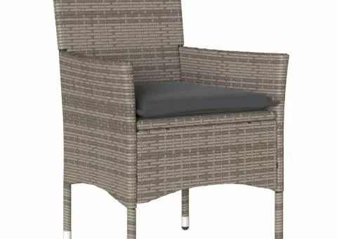 Set mobilier grădină cu perne 5 piese gri poliratan/lemn acacia - 3/5