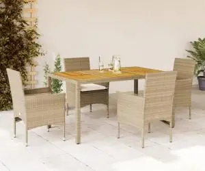 vidaXL Set mobilier grădină cu perne 5 piese bej poliratan/lemn acacia