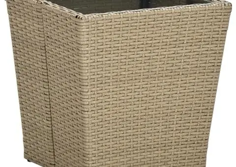 Set bistro cu perne, 3 piese, bej, poliratan și sticlă - 4/5