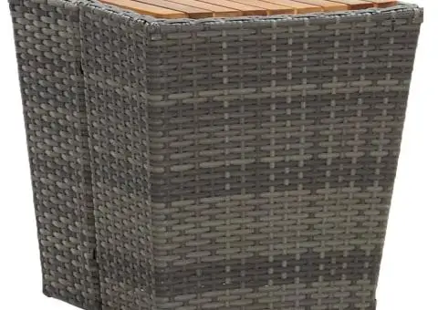 Set bistro cu perne, 3 piese, gri, poliratan și sticlă - 4/5