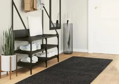 Covor pufos "PAMPLONA" cu fire înalte antracit modern 80x200 cm - 1/5