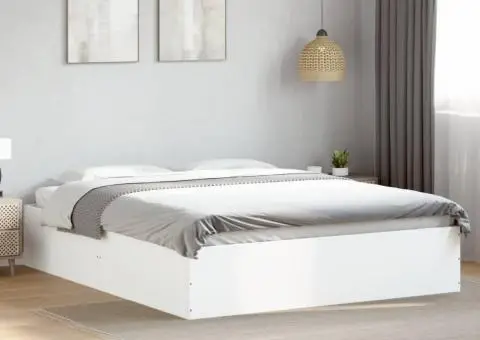 Cadru de pat, alb, 150x200 cm, lemn prelucrat - 1/5