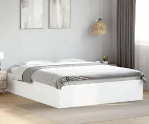 vidaXL Cadru de pat, alb, 150x200 cm, lemn prelucrat