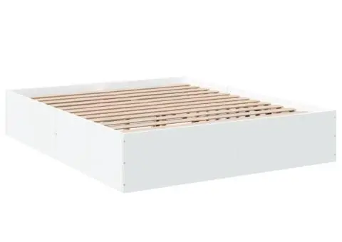 Cadru de pat, alb, 150x200 cm, lemn prelucrat - 3/5