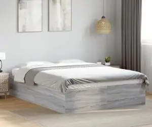 vidaXL Cadru de pat, gri sonoma, 120x190 cm, lemn prelucrat