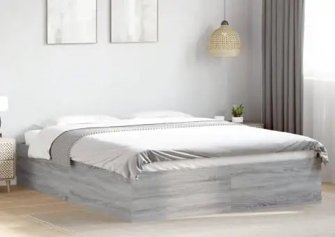 Cadru de pat, gri sonoma, 160x200 cm, lemn prelucrat - 1/5