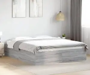 vidaXL Cadru de pat, gri sonoma, 160x200 cm, lemn prelucrat