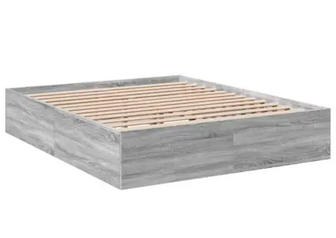Cadru de pat, gri sonoma, 160x200 cm, lemn prelucrat - 3/5