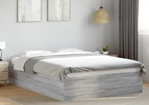 Cadru de pat, gri sonoma, 120x200 cm, lemn prelucrat - 1/5