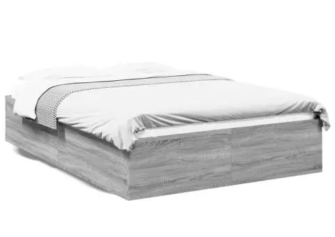 Cadru de pat, gri sonoma, 120x200 cm, lemn prelucrat - 2/5