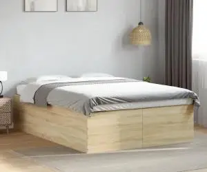 vidaXL Cadru de pat, stejar sonoma, 140x200 cm, lemn prelucrat