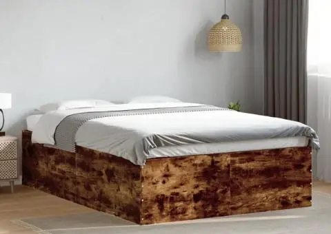 Cadru de pat, stejar fumuriu, 140x200 cm, lemn prelucrat - 1/5