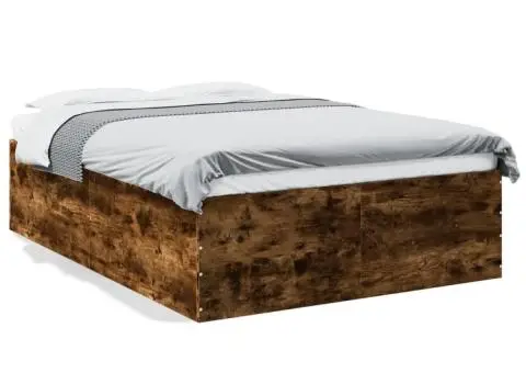 Cadru de pat, stejar fumuriu, 140x200 cm, lemn prelucrat - 2/5