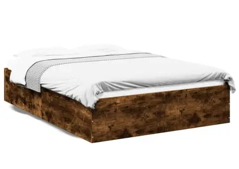 Cadru de pat, stejar afumat, 135x190 cm, lemn prelucrat - 2/5