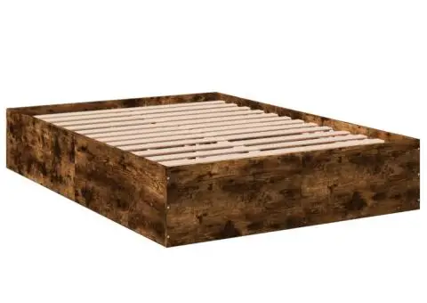Cadru de pat, stejar fumuriu, 140x200 cm, lemn prelucrat - 3/5