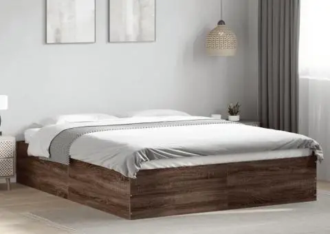 Cadru de pat, stejar maro, 150x200 cm, lemn prelucrat - 1/5