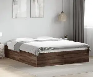 vidaXL Cadru de pat, stejar maro, 150x200 cm, lemn prelucrat