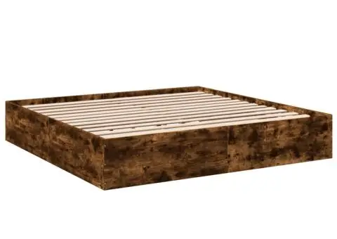 Cadru de pat, stejar fumuriu, 200x200 cm, lemn prelucrat - 3/5