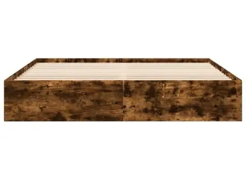 Cadru de pat, stejar fumuriu, 200x200 cm, lemn prelucrat - 4/5