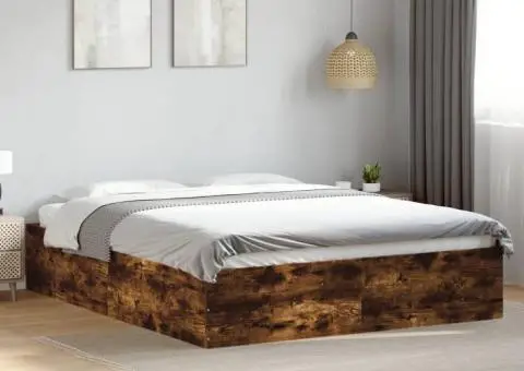 Cadru de pat, stejar fumuriu, 150x200 cm, lemn prelucrat - 1/5