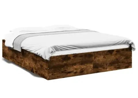 Cadru de pat, stejar fumuriu, 150x200 cm, lemn prelucrat - 2/5