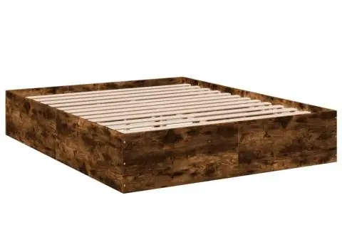 Cadru de pat, stejar fumuriu, 150x200 cm, lemn prelucrat - 3/5