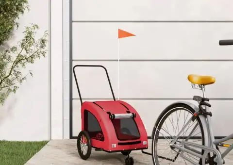 Remorcă de bicicletă animale companie, roșu, textil oxford/fier - 1/5