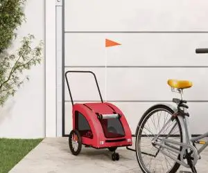 vidaXL Remorcă de bicicletă animale companie, roșu, textil oxford/fier