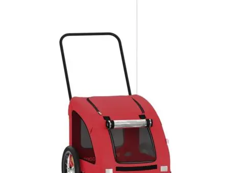 Remorcă de bicicletă animale companie, roșu, textil oxford/fier - 2/5