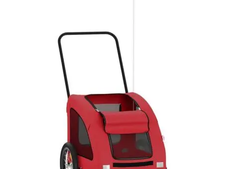 Remorcă de bicicletă animale companie, roșu, textil oxford/fier - 3/5