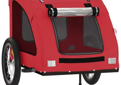 Remorcă de bicicletă animale companie, roșu, textil oxford/fier - 5/5