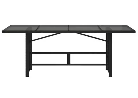 Masă grădină cu blat din sticlă, negru, 190x80x75 cm, poliratan - 4/5