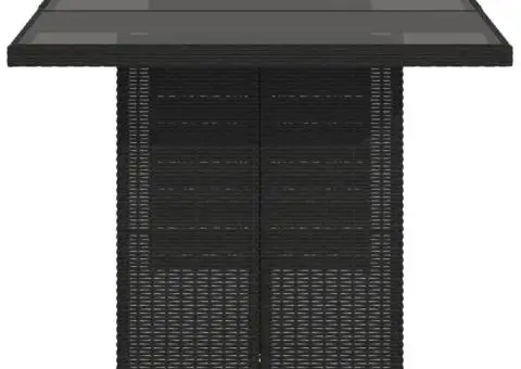 Masă grădină cu blat din sticlă, negru, 190x80x75 cm, poliratan - 5/5