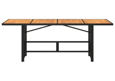 Masă grădină, blat din lemn acacia negru 190x80x75 cm poliratan - 4/5