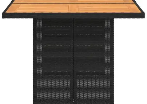 Masă grădină, blat din lemn acacia negru 190x80x75 cm poliratan - 5/5