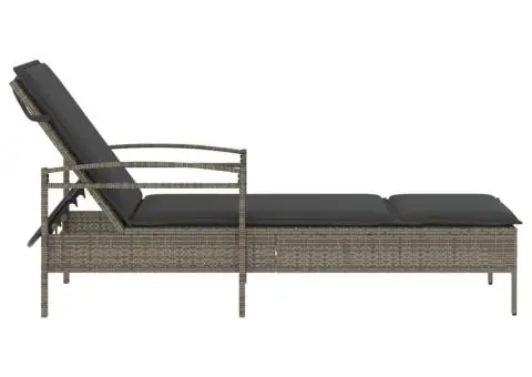 Șezlong cu pernă, gri, 63x200x81 cm, poliratan - 5/5