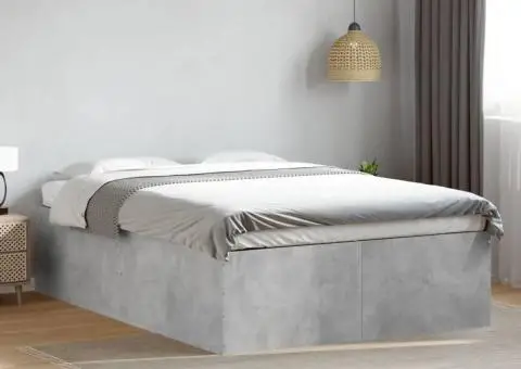 Cadru de pat, gri beton, 120x200 cm, lemn prelucrat - 1/5