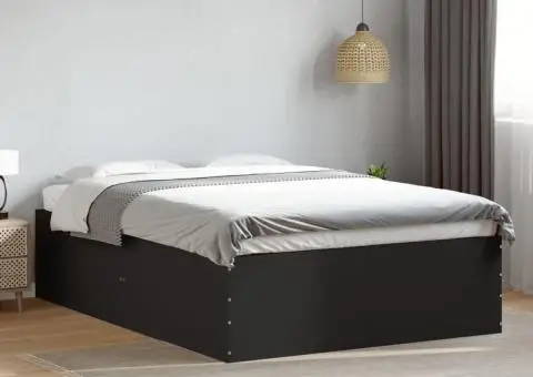 Cadru de pat, negru, 120x200 cm, lemn prelucrat - 1/5