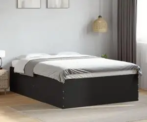 vidaXL Cadru de pat, negru, 120x200 cm, lemn prelucrat