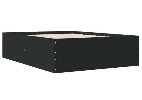 Cadru de pat, negru, 120x200 cm, lemn prelucrat - 3/5