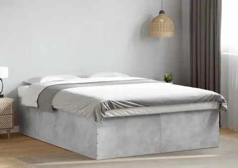 Cadru de pat, gri beton, 150x200 cm, lemn prelucrat - 1/5