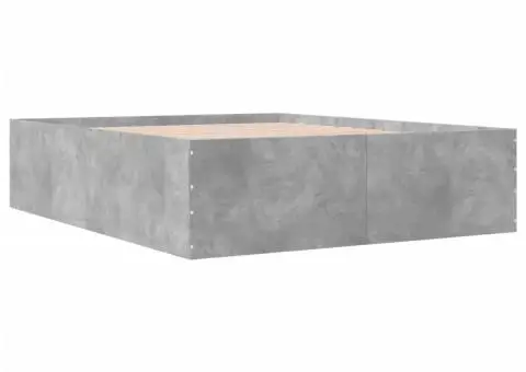 Cadru de pat, gri beton, 150x200 cm, lemn prelucrat - 3/5