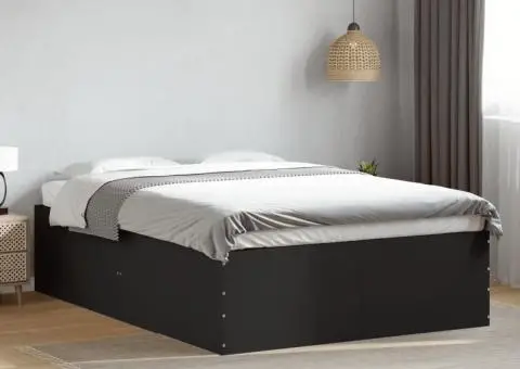 Cadru de pat, negru, 140x190 cm, lemn prelucrat - 1/5