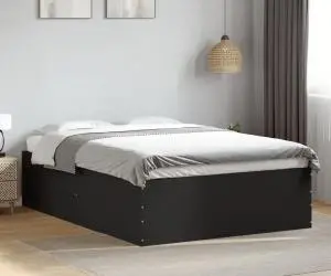 vidaXL Cadru de pat, negru, 140x190 cm, lemn prelucrat