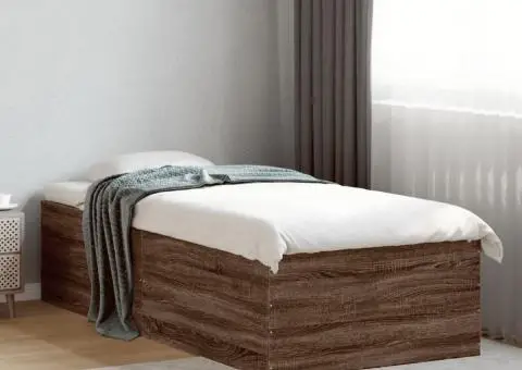 Cadru de pat, stejar maro, 90x200 cm, lemn prelucrat - 1/5