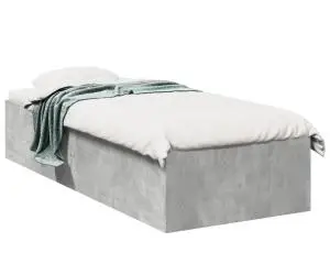 vidaXL Cadru de pat, gri beton, 90x190 cm, lemn prelucrat