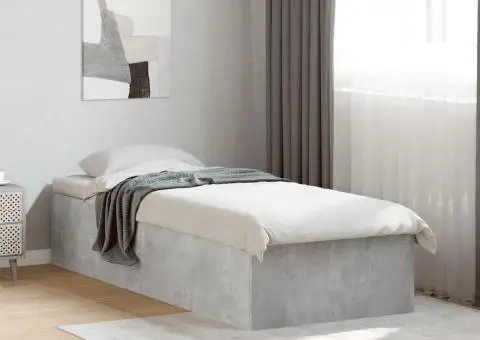 Cadru de pat, gri beton, 90x190 cm, lemn prelucrat - 3/5