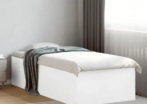 Cadru de pat, alb, 90x200 cm, lemn prelucrat - 1/5